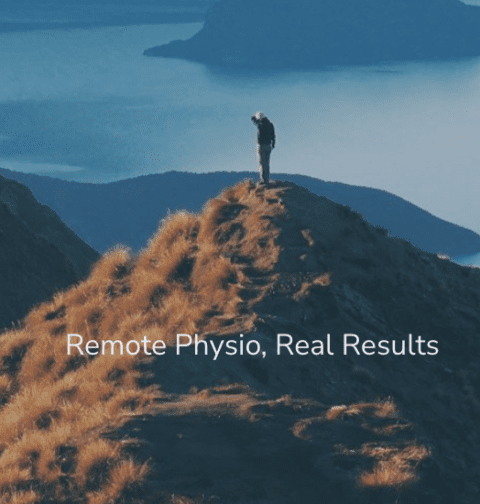 Hokonui Physio slogan text on top of mountain backdrop